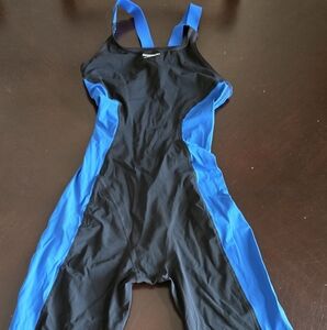 Speedo Black and Blue Powerplus Kneeskin Tech Swimsuit